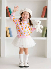 Ice Cream Print Crewneck Pullover