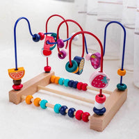 Early Learning String Beads Game, Bead Maze Roller Coaster Wooden Educational Circle Toy for Toddlers | Shinymarch