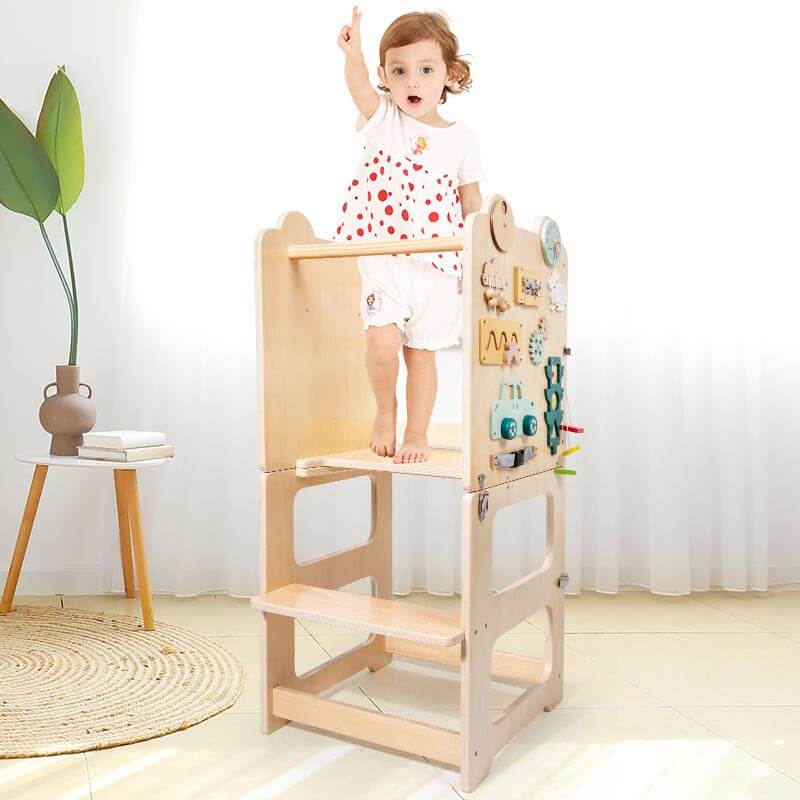 Kitchen Step Stool for Kids and Toddlers with Safety Rail, Kids Step Stool Standing Tower Learning Stool for Bathroom& Kitchen | Shinymarch