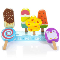 Wooden Toy Foods for Kids, 7 Pcs Ice Pop Pretend Play Set, Play Food Toys Set, Preschool Toy Gift for Boys Girls Ages 3 4 5 6 7 8 | Shinymarch