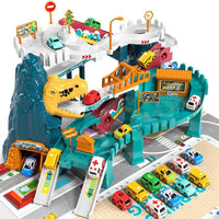 Dinosaur Race Track for Kids, Toy Car Ramp Track Dinosaur Toys Playset with 10 Mini Cars for 3 4 5 7 8 Year Old Preschool Boys Girls | Shinymarch