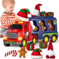 Christmas-Truck Toys Sets for 3 4 5 6 Years Old Boys - Friction Powered Toy Cars with Christmas Accessories Kids, Carrier Truck Toys for Boys, Car Toys, Gift Truck Toys for Toddlers 4-6 | Shinymarch