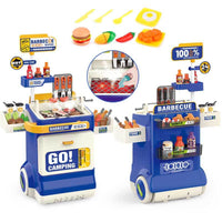 61PCS Kitchen Toys Playset,Kids Barbecue Grill Toy Set with Smoke, Sound& Light, Pretend Play Food BBQ Drill Cooking Game Toys,Indoor&Outdoor Play Grill Cart Toy Gift for Kids Boys Girls | Shinymarch