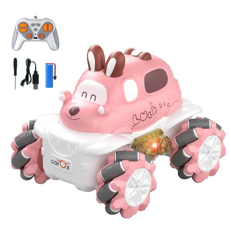RC Stunt Car for Girls - 4WD Remote Control Car with LED Light 360° Rotating Drift Toddlers Cars Rechargable Battery 1:36 Race Car, 2.4 GHz RC Truck Toy Vehicle for 3-5 Year Old Boys Girls | Shinymarch