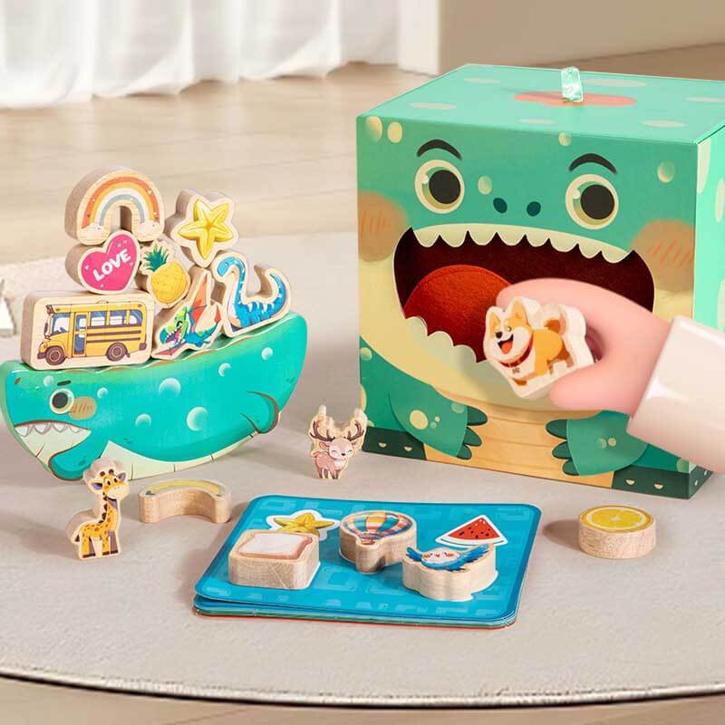 Animal Stacking Building Blocks - Animal Stacking Toy, Animal Stacking Building Blocks - Dinosaur Design Stacking Balance Game - Animal Stacking Toys Balance Game for Girls, Boys, Kids Aged 3+ | Shinymarch