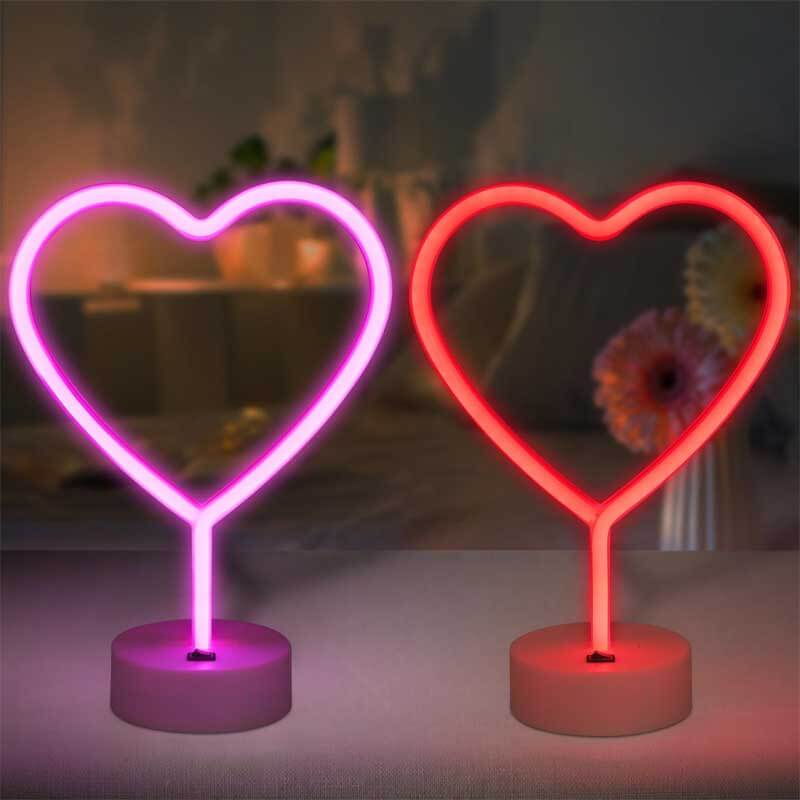 2 Pack Heart Neon Signs, LED Pink Lights Battery Operated or USB Powered Decoration Lamp, Neon Lights Heart Decor for Valentine's Day Gifts, Wedding, Party, Pink Room Decor | Kalawee