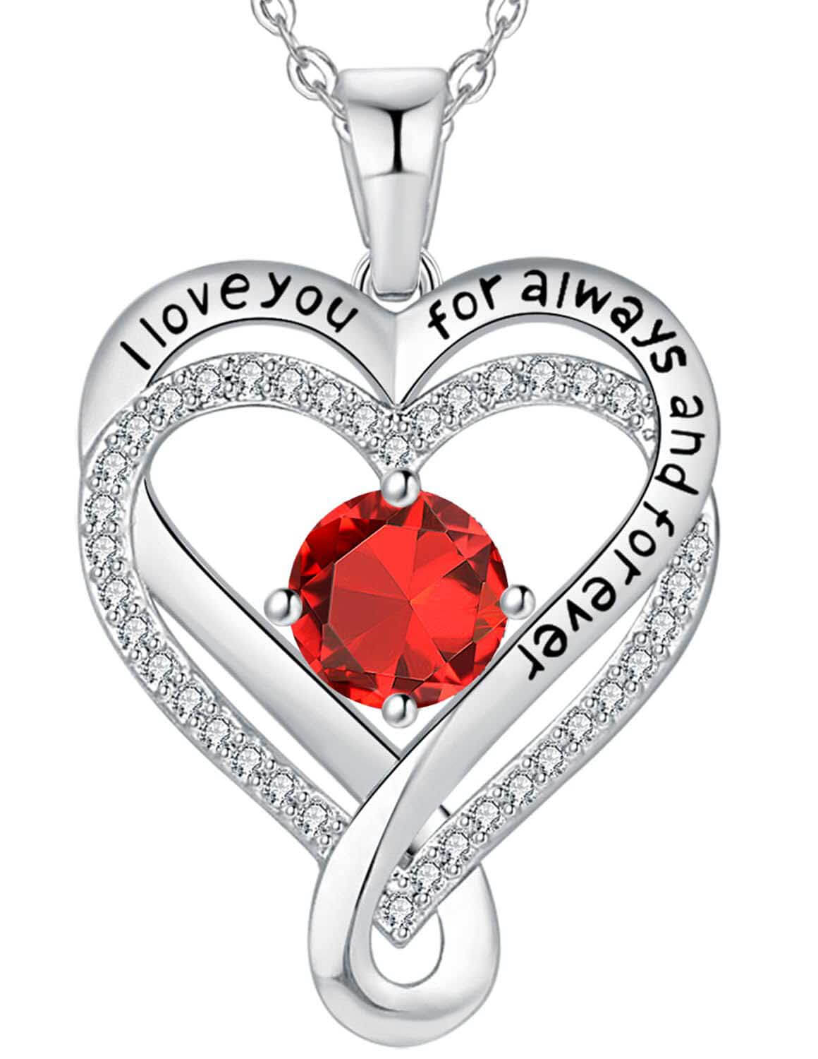 Jewelry for Women Wife Infinity Heart Birthstone I Love You Necklace S925 Anniversary Women Necklaces for Her Wife Birthday Gift Ideas, Birthday Present for Girlfriend Mom Daughter Sterling Silver | Kalawee