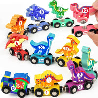 Wooden Dinosaur Train Set for Toddlers - Magnetic Dinosaur Toys and Number Train, Perfect for Toddler Activities, Birthdays, and Educational Gifts for Boys Aged 3-5 | Wiggletots