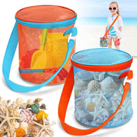 Sea Shell Bags for Beach,2pcs Mesh Seashell Holder,Shelling Collecting Tools Travel Sand Toys Storage Bucket for Sandbox,Beach Vacation Essentials for Kids,The Beach Must Haves Sand Box Toy Bag | Shinymarch