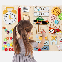 Wooden Montessori Busy Board – Wall-Mounted Educational Activity Toy for Toddlers and Preschoolers | Shinymarch
