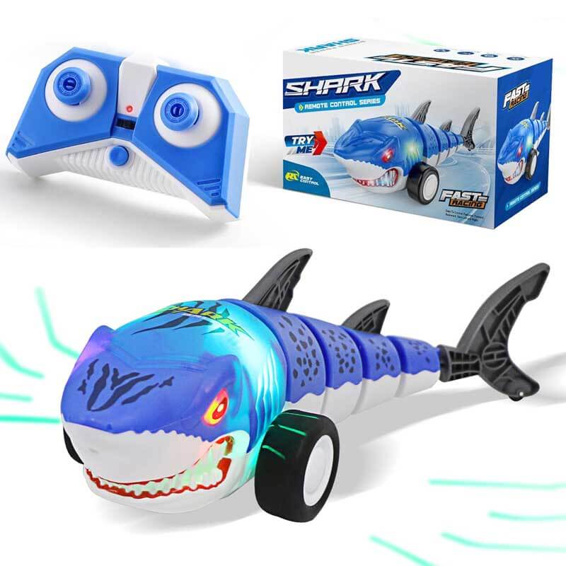 Remote Control Shark Toy for Kids, Fun Like Remote Control Cars, with 2.4Ghz RC Shark Wiggle & Straight Modes, Cool Lights, 360° Rotation Flexible Tail Fin, Shark Toys for Boys 8-12 | Shinymarch