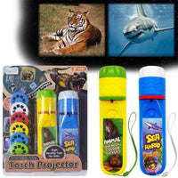 2-Pack Wild Animal & Seaworld Torch and Projector with 6 Discs and 48 Images, Ideal Toys for Boys, Cool Kids Torch, Educational Science Kits for Toddlers and Children Ages 3 4 5 6 7 Year Old | Shinymarch