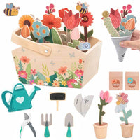 Toddler Wooden Gardening Toys Set-30 Pieces with Hand-held Flower Box for 3 to 8 Year Old Pretend Play Flower Garden Toy,Kids Learning Resources Educational Toy,Girls Birthday Gift | Shinymarch