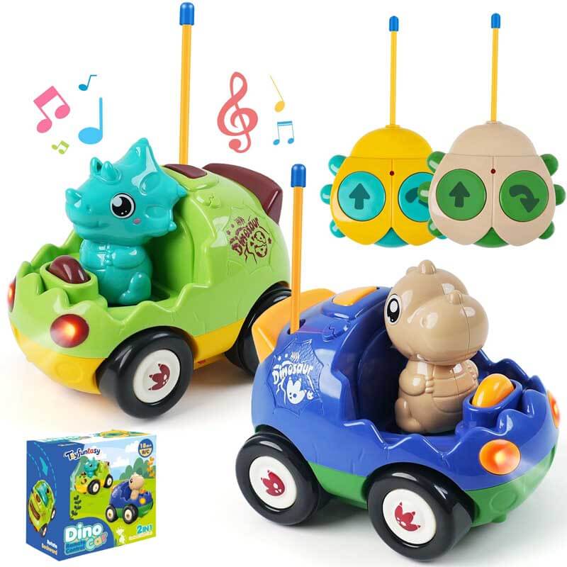 Remote Control Dinosaur Cars for Kids – Best Birthday Gifts for Boys Ages 2 3 4 5 Year Old, Electric RC Dino Car Toys for Toddlers 18+ Months with Lights and Music | Shinymarch