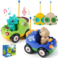 Remote Control Dinosaur Cars for Kids – Best Birthday Gifts for Boys Ages 2 3 4 5 Year Old, Electric RC Dino Car Toys for Toddlers 18+ Months with Lights and Music | Shinymarch