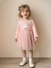 ute Bunny Embroidered Tulle Princess Dress for Girls - Long Sleeve Kids Party Dress | Kalawee