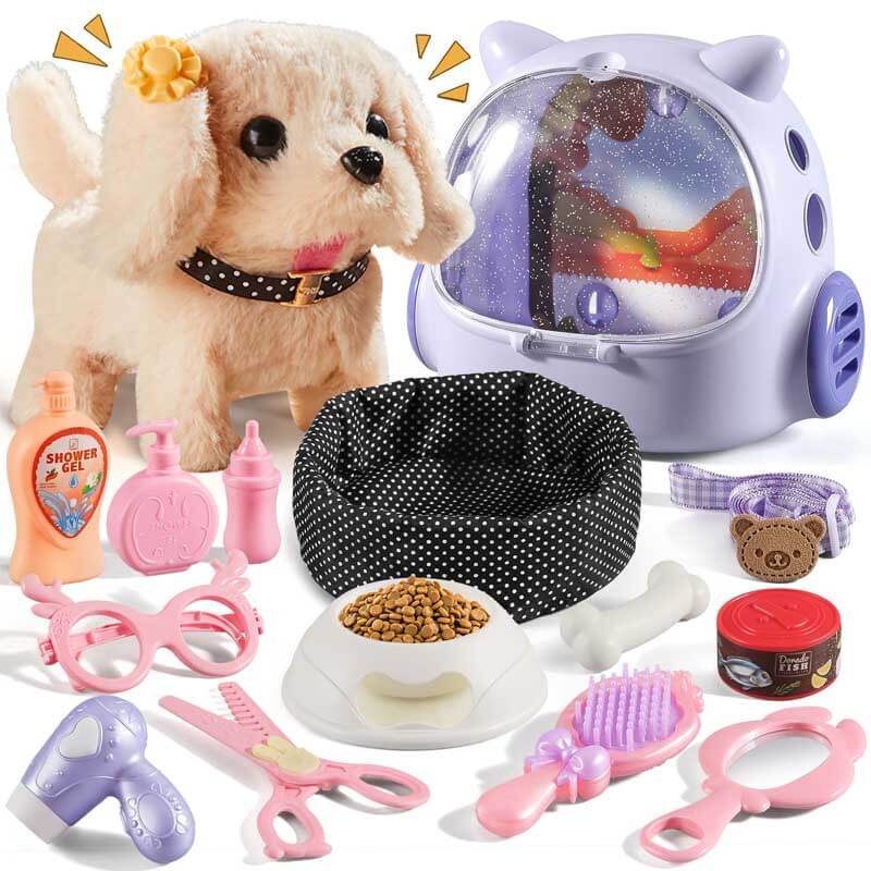 16 Pcs Robot Dog Toys for Girls, Toys for 3 4 5 6 7 8 Year Old Girls Kids Boys, Realistic Robot Puppy Toys for 5-7 6-8, Ideas Birthday Gifts for Girl 3 4 5 6 Year Old | Shinymarch