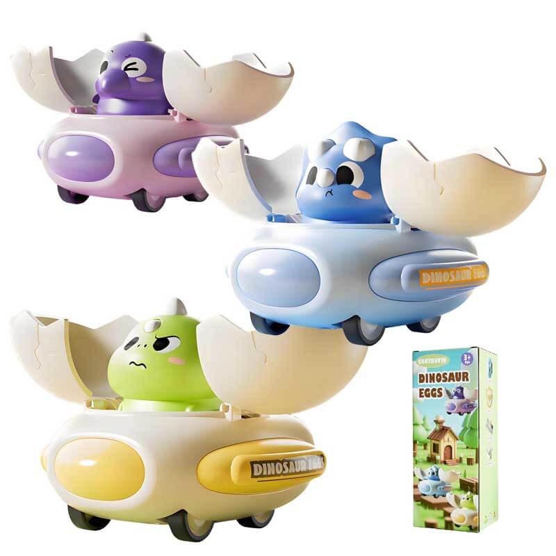 Dino Egg Car Toys | Effortless Roll-to-Go Transforming Racers | Perfect for Kids (3-Pack) | Shinymarch