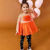 Pumpkin Striped Print Tulle Dress