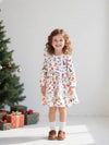 Christmas Tree Print Princess Dress with Adorable Flutter Sleeves | Kalawee