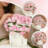 Crochet Flower Bouquet Throw Blanket, 43'' Handmade Knitted Blanket with Rose Flowers, Gift for Women on Birthday Mother’s Day Valentine's Day Anniversary (Pink) | Kalawee