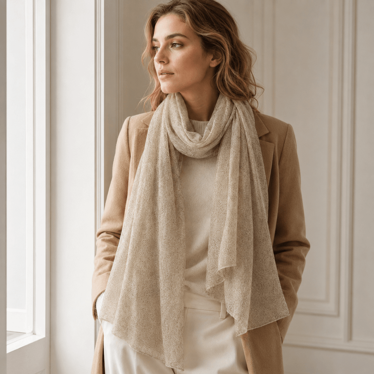 100% Pure 300-Count Cashmere Scarf – Featherlight Printed Wrap | Kalawee