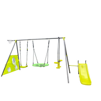 Xiunan-Leisure XNS052 Six Function Swing Set with Net Swing Green Blue Metal Plastic Safe Outdoor Playground 440lbs