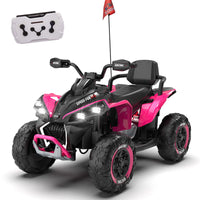 24V Kids Ride On Electric XXXL ATV W/parents Control,Four-wheel shock absorber,English storytelling function,Music,Lights,USB,MP3,Power display,Bluetooth,speeds of 1.24-3.73MPH For Kids Aged 3-12.