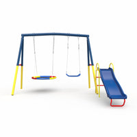 Swing Sets for Backyard with Kids Slide Outdoor Heavy-Duty Metal Playset 3 in 1 Swing Set with Slide