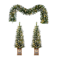 Christmas 3-Piece Set Wreath and 2 Entrance Trees